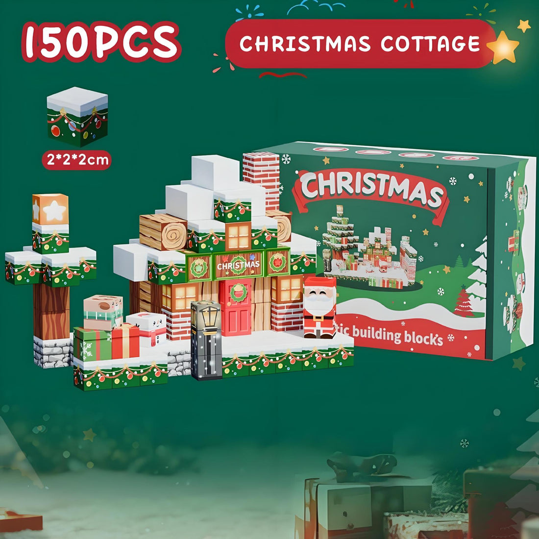 Christmas Magnetic Cube Building Set - Build Your Own Holiday Village - view 2